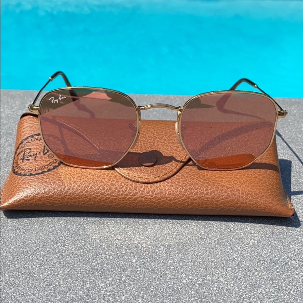 Ray-Ban hexagonal sunglasses - Rose Gold